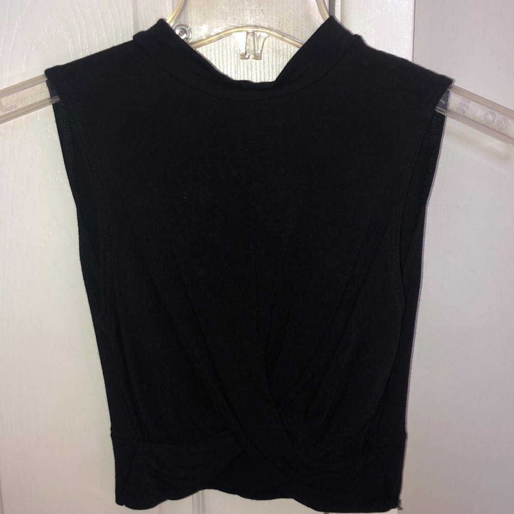 Black Highneck Knotted CropTop